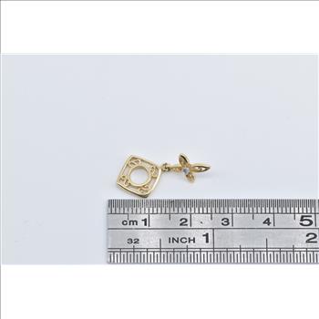 14K Diamond Cross Filigree Slide Bracelet Bead Yellow Gold Charm/Pendant