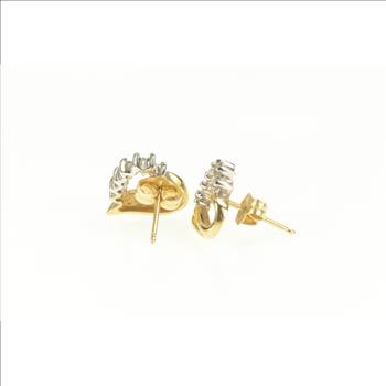 14K Diamond Curvy Heart Love Symbol Stud Yellow Gold Earrings