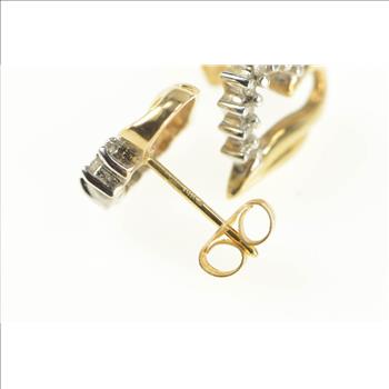 14K Diamond Curvy Heart Love Symbol Stud Yellow Gold Earrings