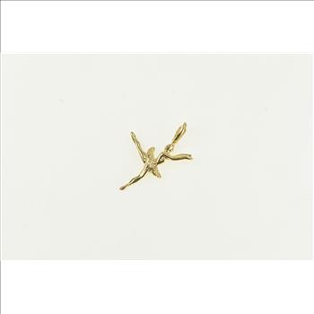 14K Diamond Cut Ballerina Ballet Dancer Tutu Yellow Gold Charm/Pendant