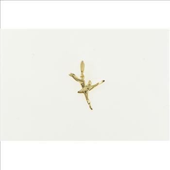 14K Diamond Cut Ballerina Ballet Dancer Tutu Yellow Gold Charm/Pendant