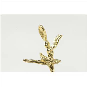 14K Diamond Cut Ballerina Ballet Dancer Tutu Yellow Gold Charm/Pendant