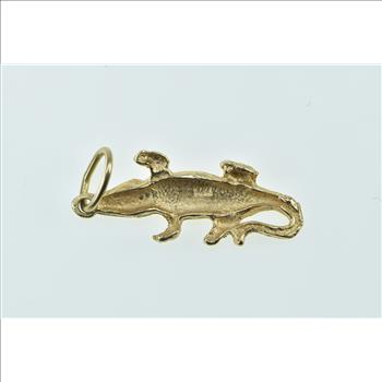 14K Diamond Cut Crocodile Alligator Reptile Yellow Gold Charm/Pendant