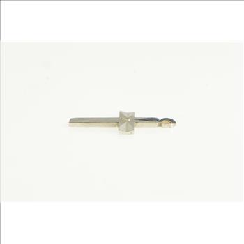 14K Diamond Cut Cross Christian Faith Symbol White Gold Charm/Pendant