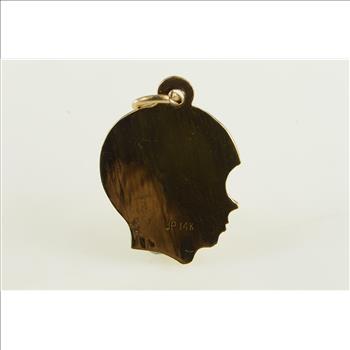 14K Diamond Cut Little Boy Face Profile Yellow Gold Charm/Pendant