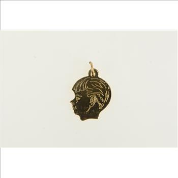14K Diamond Cut Little Boy Face Profile Yellow Gold Charm/Pendant