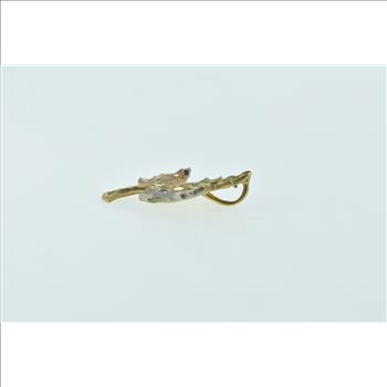 14K Diamond Cut Maple Leaf Vintage Yellow Gold Charm/Pendant