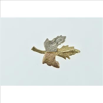 14K Diamond Cut Maple Leaf Vintage Yellow Gold Charm/Pendant