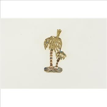 14K Diamond Cut Palm Tree Tropical Yellow Gold Charm/Pendant
