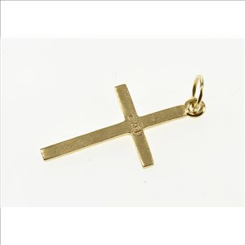 14K Diamond Cut Patterned Cross Christian Symbol Yellow Gold Charm/Pendant