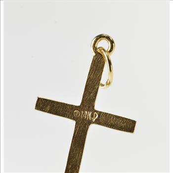 14K Diamond Cut Patterned Cross Christian Symbol Yellow Gold Charm/Pendant