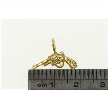 14K Diamond Cut Revolver Pistol Vintage Gun Yellow Gold Charm/Pendant