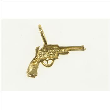 14K Diamond Cut Revolver Pistol Vintage Gun Yellow Gold Charm/Pendant
