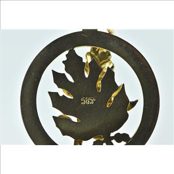 14K Diamond Cut Rose Flower Floral Motif Round Yellow Gold Charm/Pendant