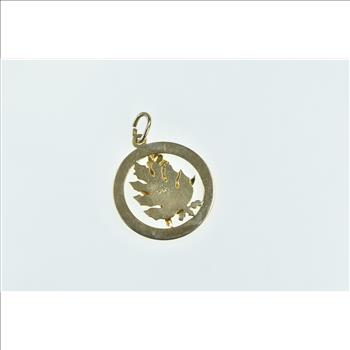 14K Diamond Cut Rose Flower Floral Motif Round Yellow Gold Charm/Pendant