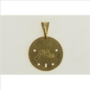 14K Diamond Cut Sand Dollar Sea Shell Ocean Yellow Gold Charm/Pendant