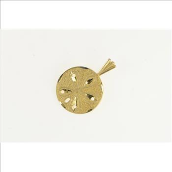 14K Diamond Cut Sand Dollar Sea Shell Ocean Yellow Gold Charm/Pendant