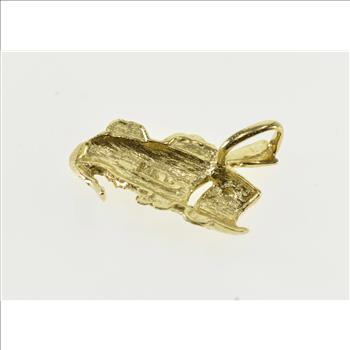 14K Diamond Cut Stylized Fish Fisherman Yellow Gold Charm/Pendant