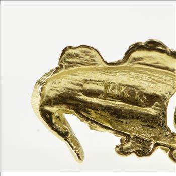 14K Diamond Cut Stylized Fish Fisherman Yellow Gold Charm/Pendant