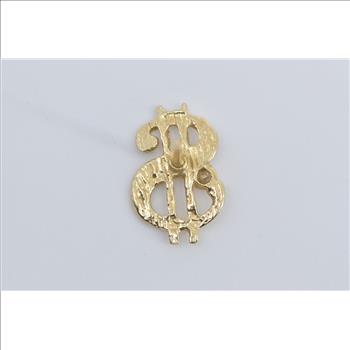 14K Diamond Dollar Sign Cash Money Lapel Yellow Gold Pin/Brooch