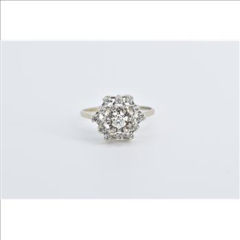 14K Diamond Domed Vintage Cluster Statement White Gold Ring, Size 5.5