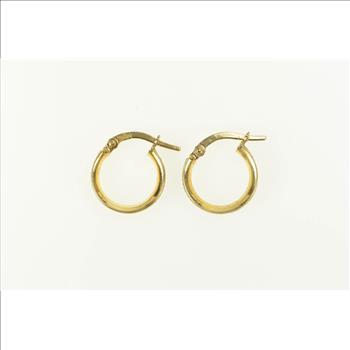 14K Diamond Dust Textured 13.3mm Hoop Yellow Gold Earrings