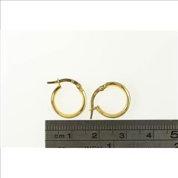 14K Diamond Dust Textured 13.3mm Hoop Yellow Gold Earrings