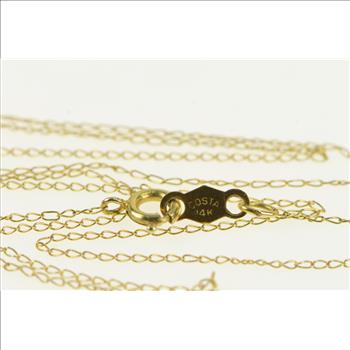 14K Diamond Heart Love Symbol Chain Yellow Gold Necklace 16.25