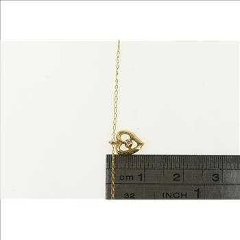 14K Diamond Heart Love Symbol Chain Yellow Gold Necklace 16.25