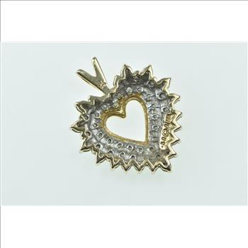 14K Diamond Heart Love Symbol Cluster Romantic Yellow Gold Pendant