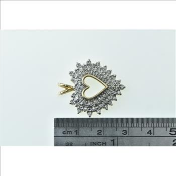 14K Diamond Heart Love Symbol Cluster Romantic Yellow Gold Pendant