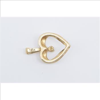 14K Diamond Heart Love Symbol Romantic Vintage Yellow Gold Charm/Pendant