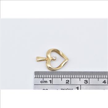 14K Diamond Heart Love Symbol Romantic Vintage Yellow Gold Charm/Pendant