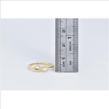 14K Diamond Infinity Symbol Promise Knot Yellow Gold Ring, Size 5