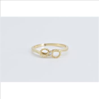 14K Diamond Infinity Symbol Promise Knot Yellow Gold Ring, Size 5
