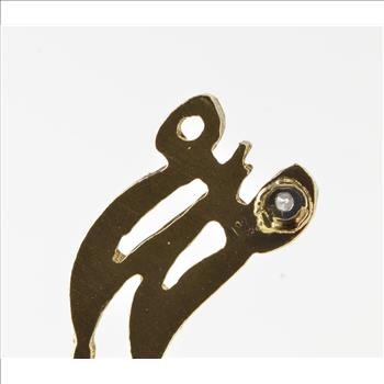 14K Diamond Inset Cursive M Letter Initial Monogram Yellow Gold Pendant