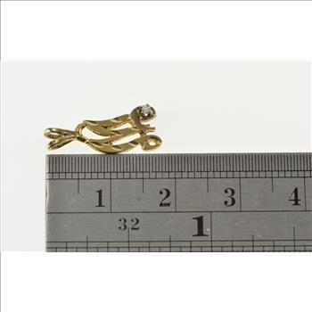 14K Diamond Inset Cursive M Letter Initial Monogram Yellow Gold Pendant