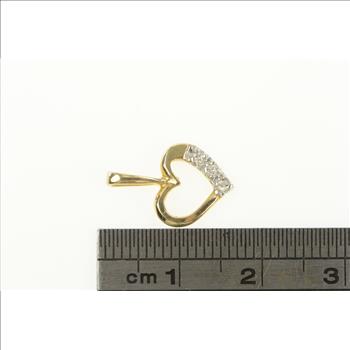 14K Diamond Inset Heart Love Symbol Classic Yellow Gold Pendant