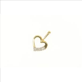 14K Diamond Inset Heart Love Symbol Classic Yellow Gold Pendant