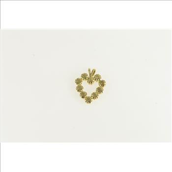 14K Diamond Inset Heart Love Symbol Vintage Yellow Gold Charm/Pendant