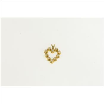 14K Diamond Inset Heart Love Symbol Vintage Yellow Gold Charm/Pendant