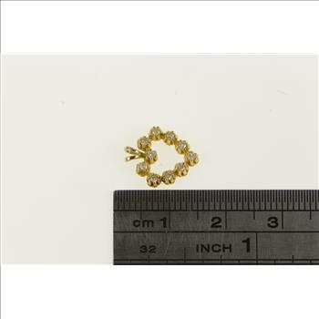 14K Diamond Inset Heart Love Symbol Vintage Yellow Gold Charm/Pendant