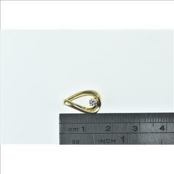 14K Diamond Inset Tear Drop Loop Vintage Yellow Gold Pendant