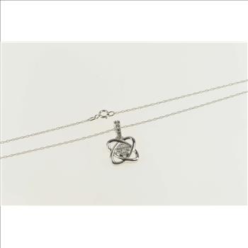 14K Diamond Knot Interlocking Loop Chain White Gold Necklace 17.75