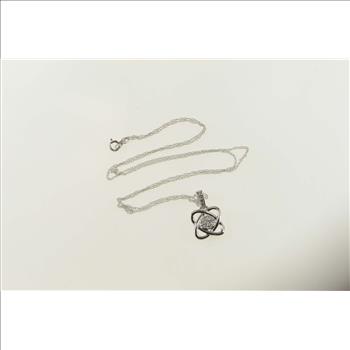 14K Diamond Knot Interlocking Loop Chain White Gold Necklace 17.75