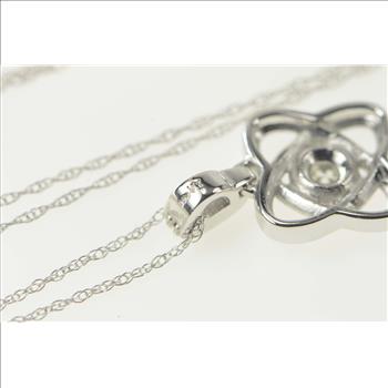 14K Diamond Knot Interlocking Loop Chain White Gold Necklace 17.75