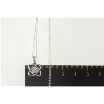 14K Diamond Knot Interlocking Loop Chain White Gold Necklace 17.75