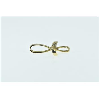 14K Diamond Loop Cross Christian Faith Symbol Yellow Gold Pendant