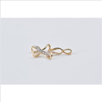 14K Diamond Loop Twist Star Fashion Yellow Gold Pendant