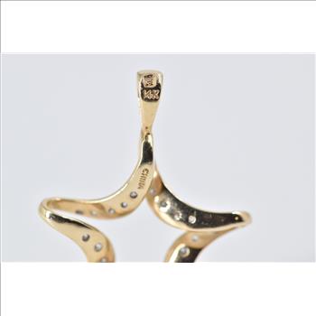 14K Diamond Loop Twist Star Fashion Yellow Gold Pendant